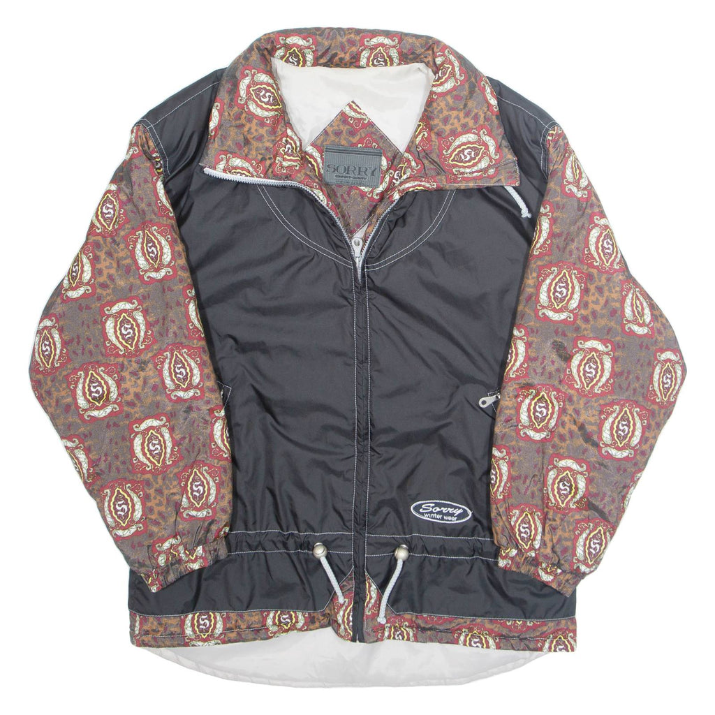 SORRY Mens Jacket Black Crazy Pattern M