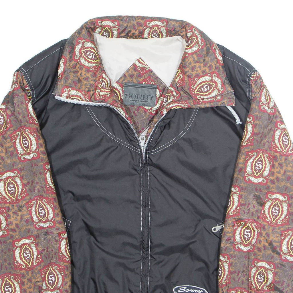 SORRY Mens Jacket Black Crazy Pattern M
