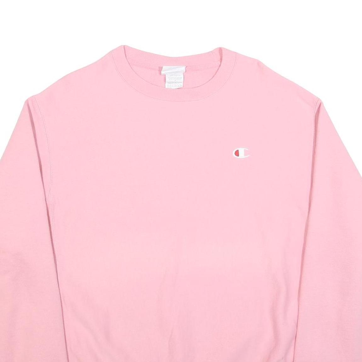 CHAMPION REVERSE WEAVE Womens Pink Crew Neck L Sweatshirt Cotton Pullover