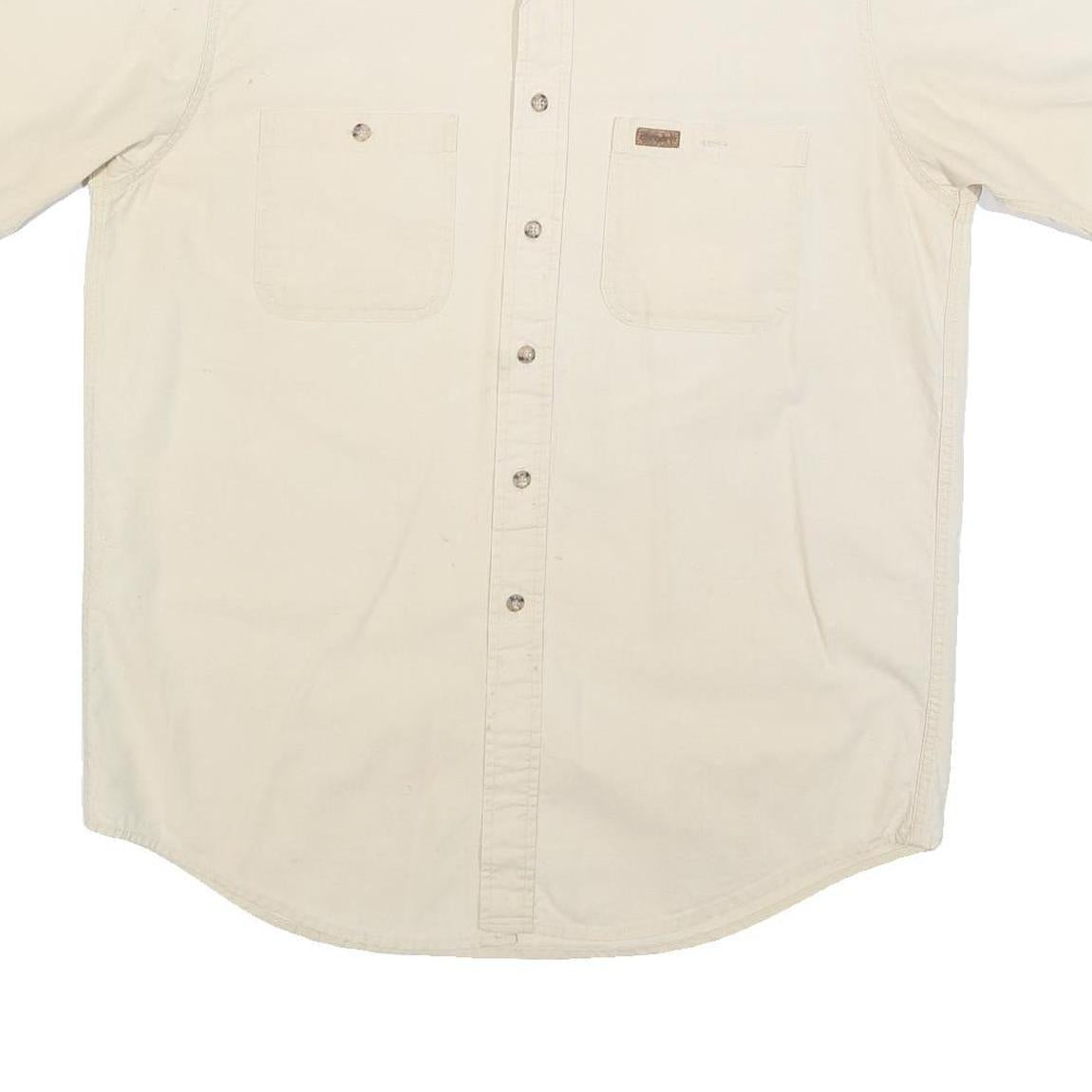 CARHARTT Mens Beige Cotton Blend Short Sleeve Shirt L Workwear Casual