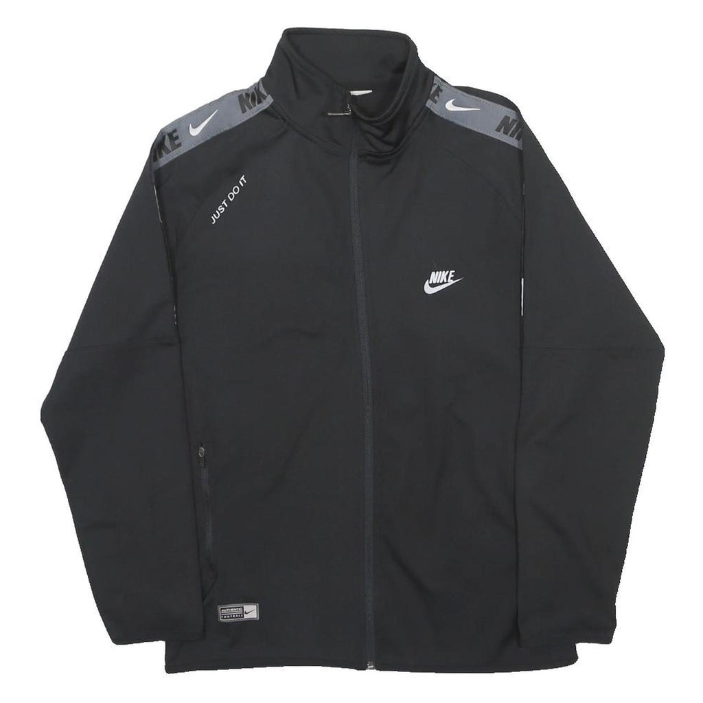 NIKE Mens Black Grey Logo Track Jacket M Polyester Zip Dri-Fit Sportswear