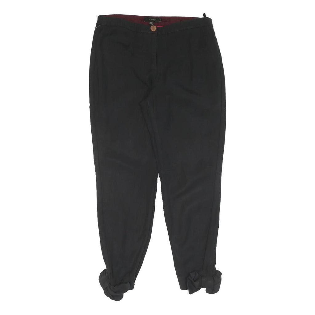 TED BAKER Womens Cotton Black Slim Straight Trousers W30 L26 Bow Detail