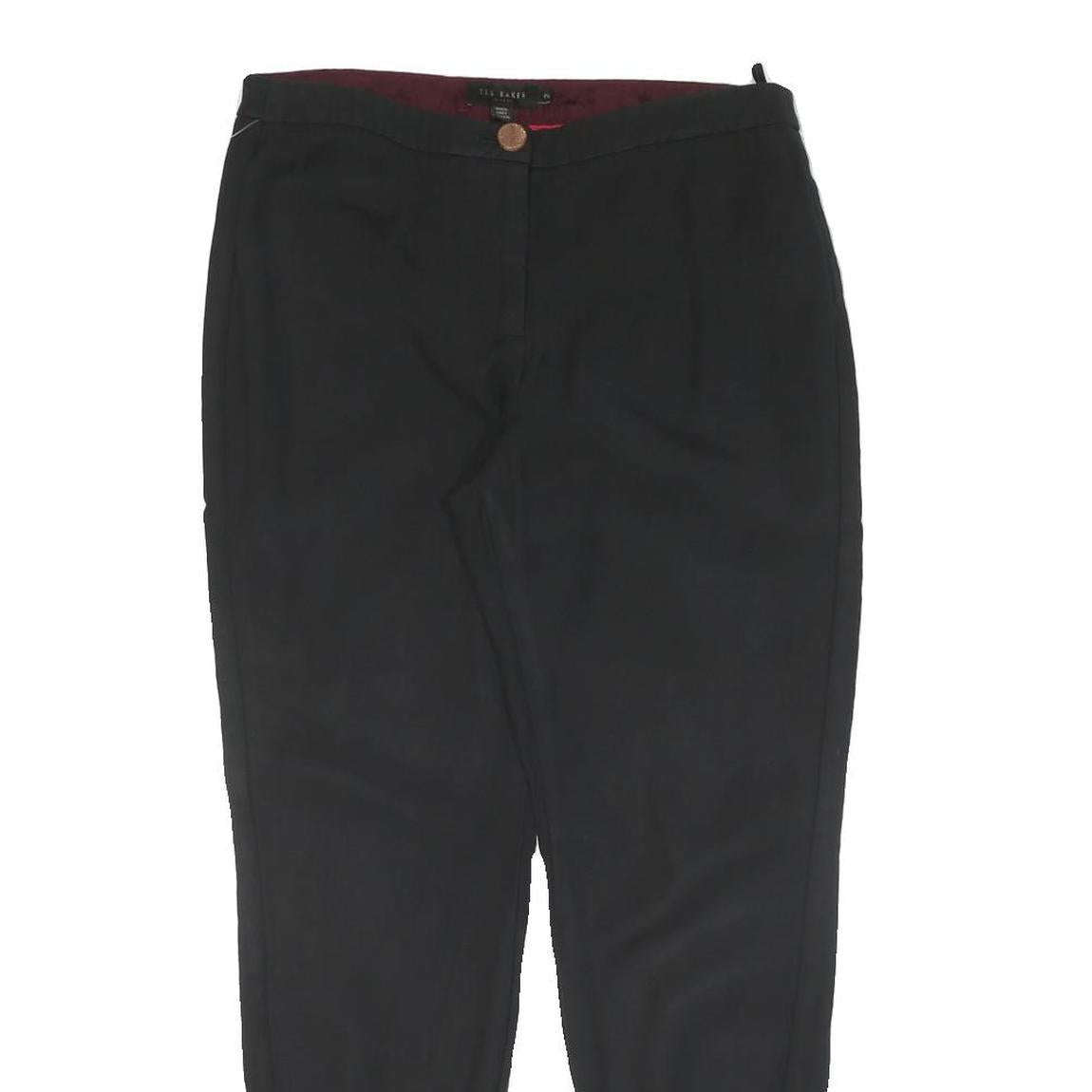 TED BAKER Womens Cotton Black Slim Straight Trousers W30 L26 Bow Detail