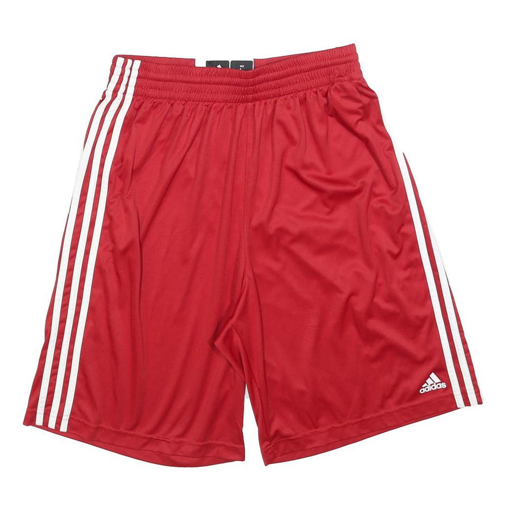 ADIDAS Mens Red Casual Polyester Shorts L W30 Three Stripes