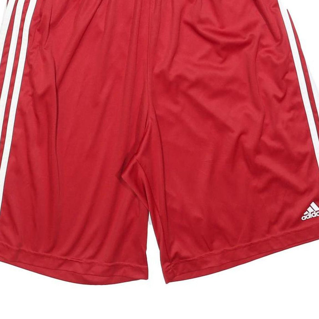 ADIDAS Mens Red Casual Polyester Shorts L W30 Three Stripes