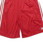 ADIDAS Mens Red Casual Polyester Shorts L W30 Three Stripes