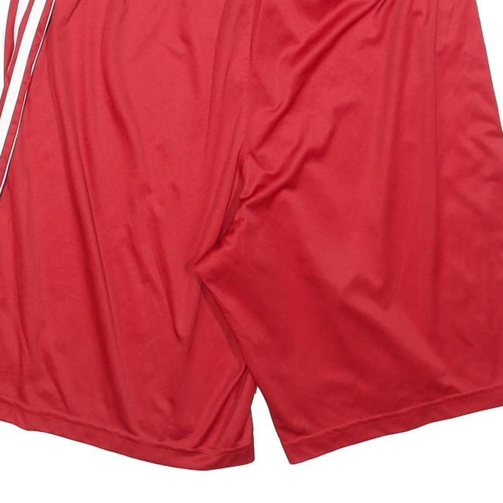 ADIDAS Mens Red Casual Polyester Shorts L W30 Three Stripes