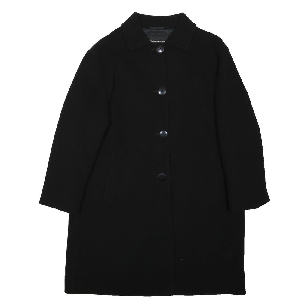 EMPORIO ARMANI Womens Black Wool Classic Jacket L Button Closure Plain Elegant