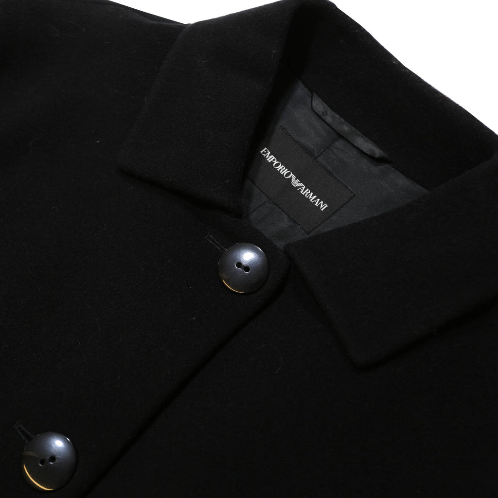 EMPORIO ARMANI Womens Black Wool Classic Jacket L Button Closure Plain Elegant