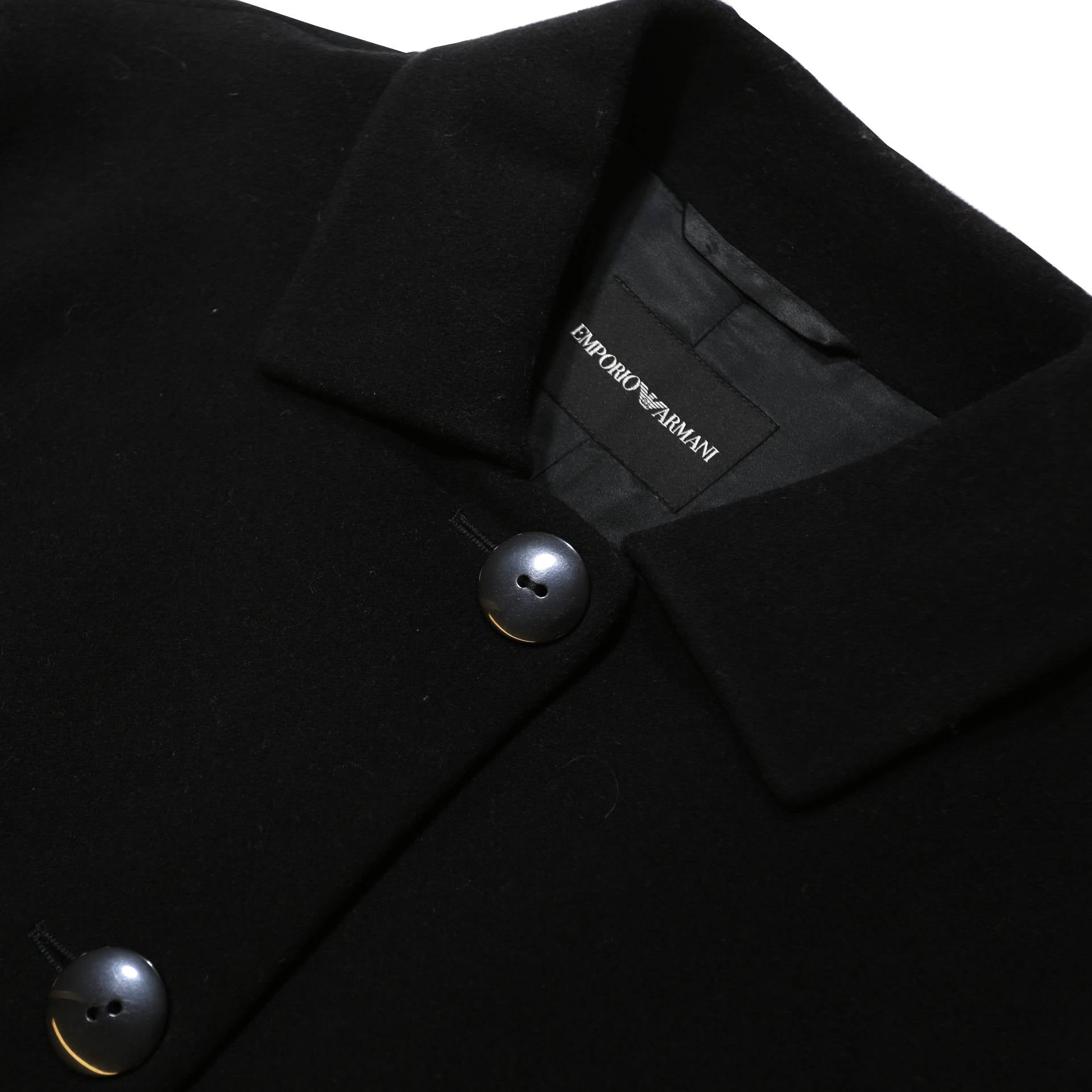 EMPORIO ARMANI Womens Black Wool Classic Jacket L Button Closure Plain Elegant