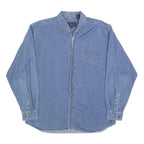 PACE Mens Blue Denim Shirt L Cotton Classic Button Down Long Sleeve Casual