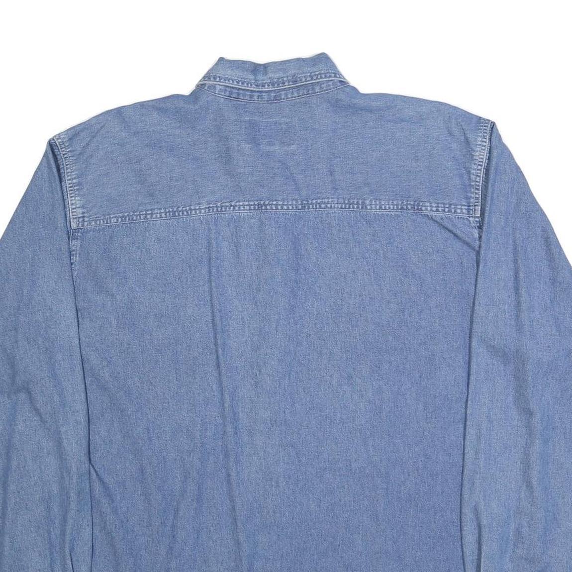 PACE Mens Blue Denim Shirt L Cotton Classic Button Down Long Sleeve Casual