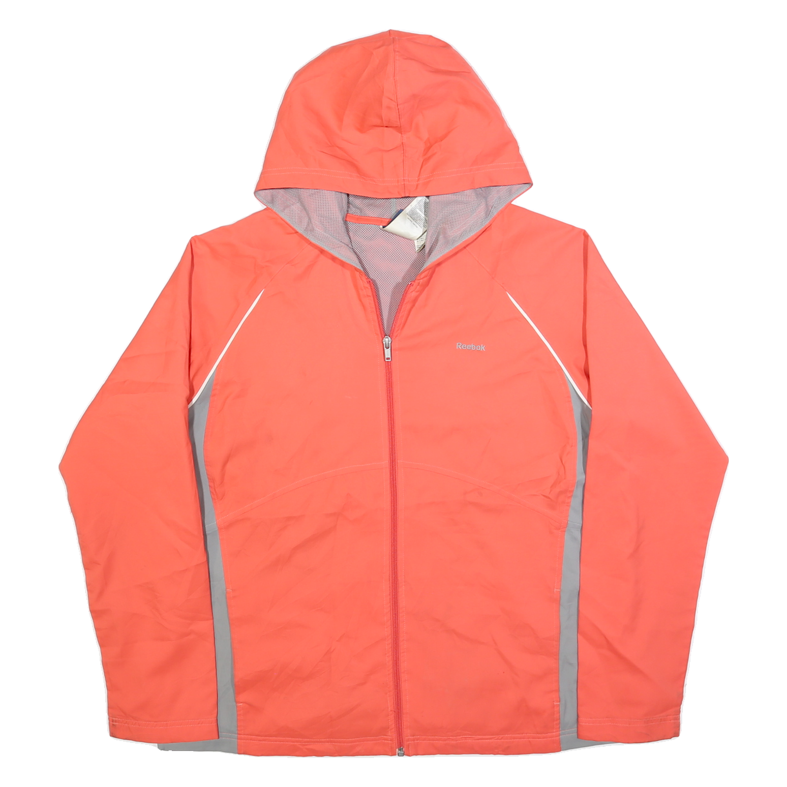 REEBOK Womens Orange & Grey Lightweight Zip Jacket XL Polyester Blend Sportswear