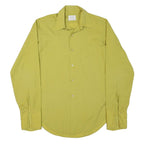PERMANENT PRESS Mens Yellow Plain Shirt Cotton Blend S Classic Fit Button Collar