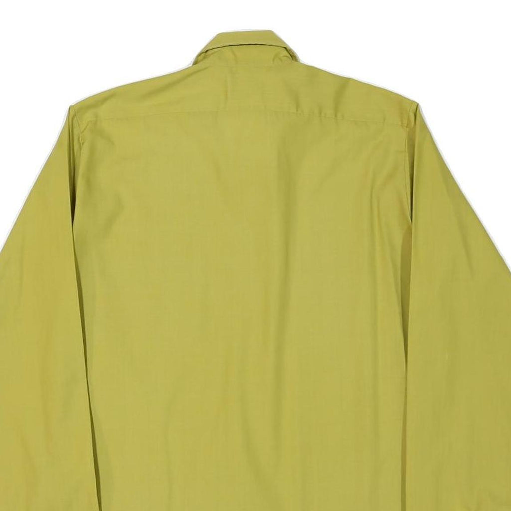 PERMANENT PRESS Mens Yellow Plain Shirt Cotton Blend S Classic Fit Button Collar