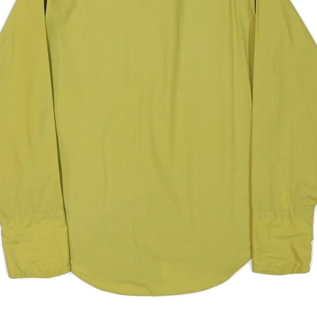 PERMANENT PRESS Mens Yellow Plain Shirt Cotton Blend S Classic Fit Button Collar