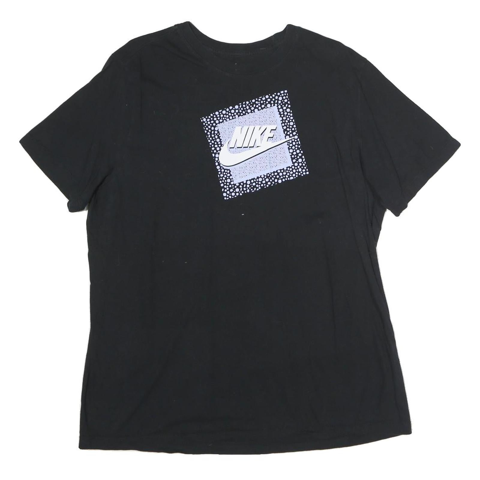 NIKE Mens Black Graphic T-Shirt XL Short Sleeve Crew Neck Casual Cotton