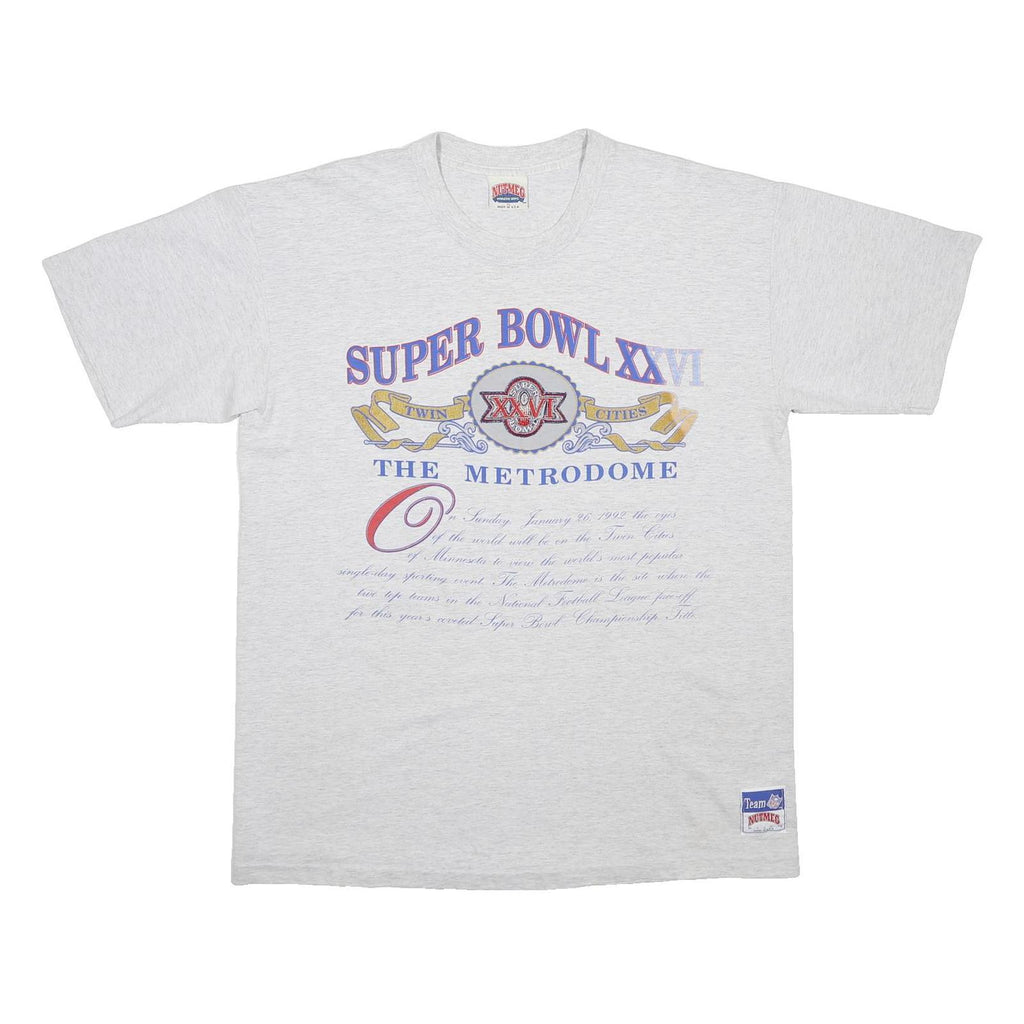 NUTMEG Mens Grey Super Bowl XXVI Graphic T-Shirt XL Short Sleeve Crew Neck