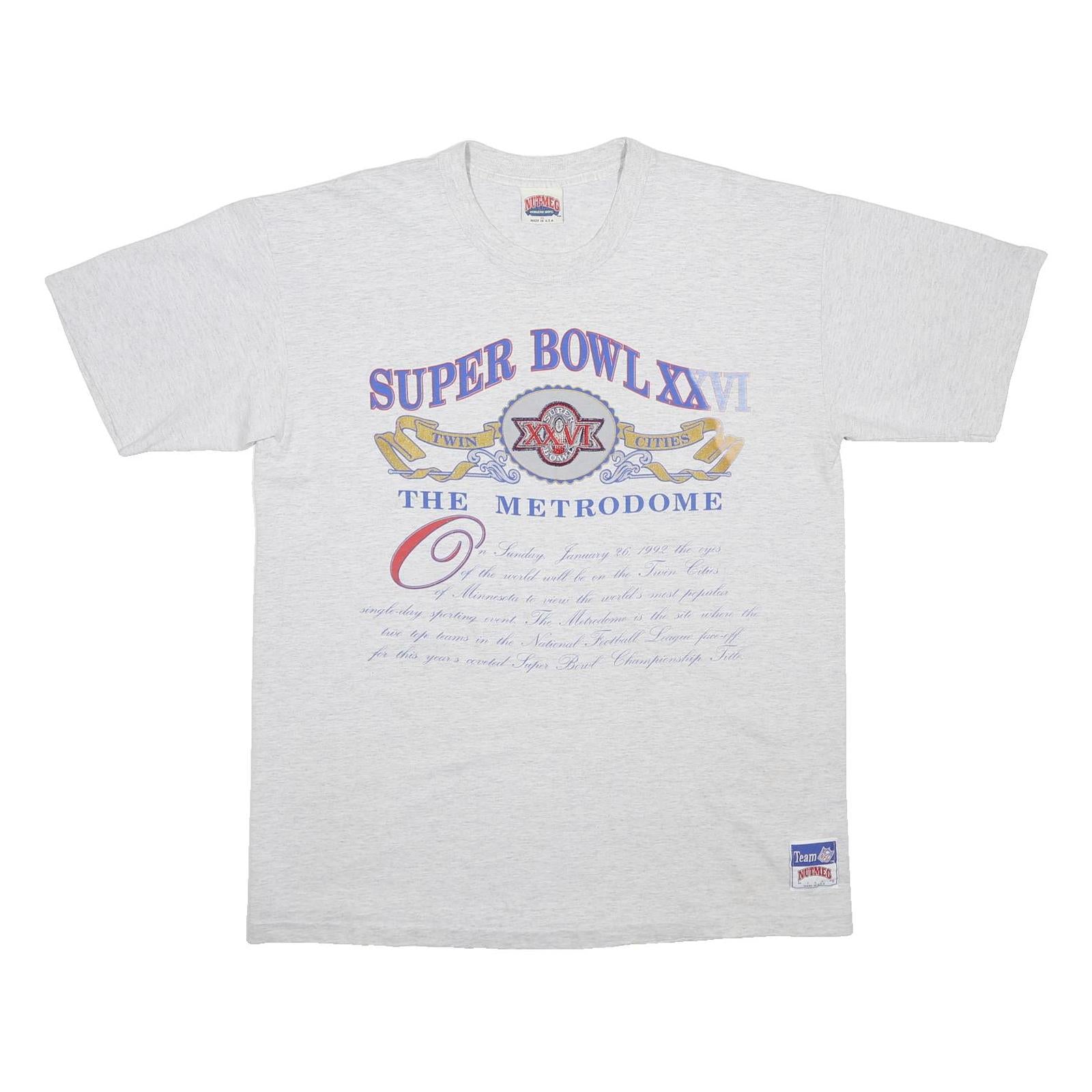 NUTMEG Mens Grey Super Bowl XXVI Graphic T-Shirt XL Short Sleeve Crew Neck