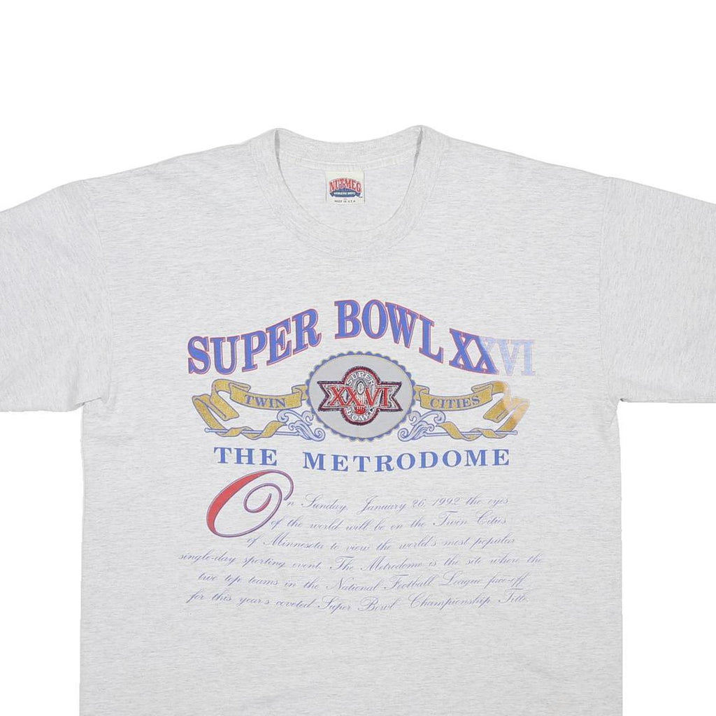 NUTMEG Mens Grey Super Bowl XXVI Graphic T-Shirt XL Short Sleeve Crew Neck