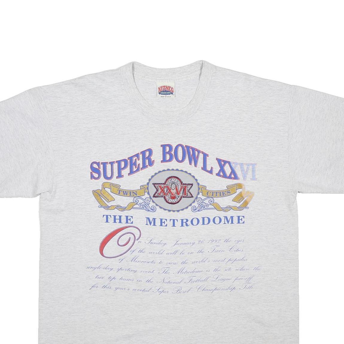 NUTMEG Mens Grey Super Bowl XXVI Graphic T-Shirt XL Short Sleeve Crew Neck