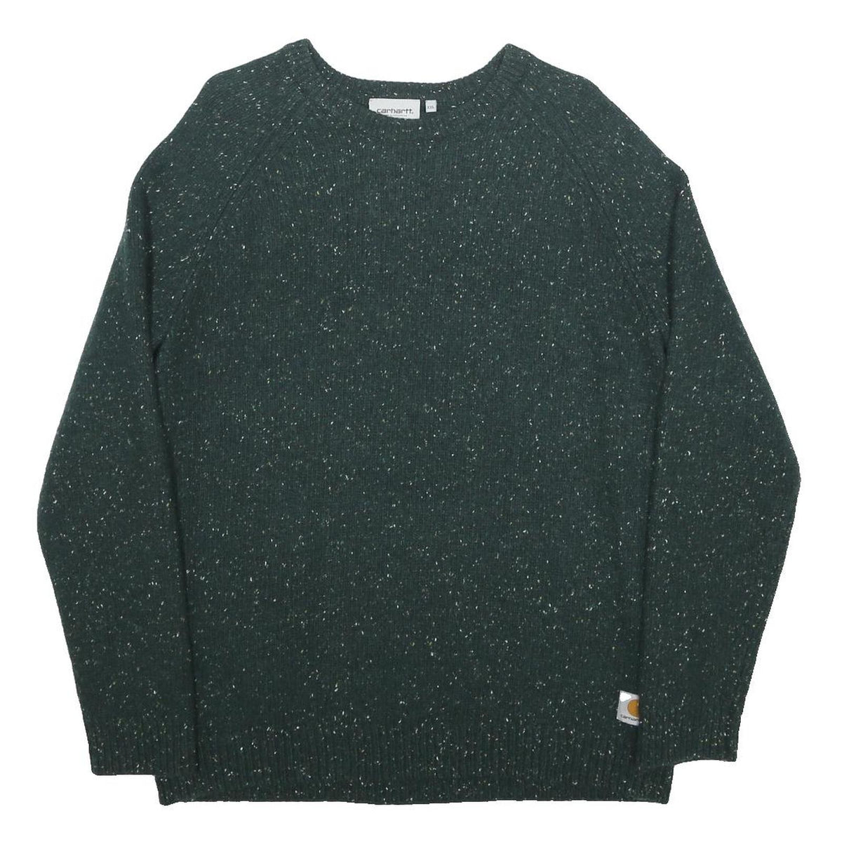 CARHARTT WIP Mens Green Plain Crew Neck Basic Knit Jumper 2XL Wool Blend