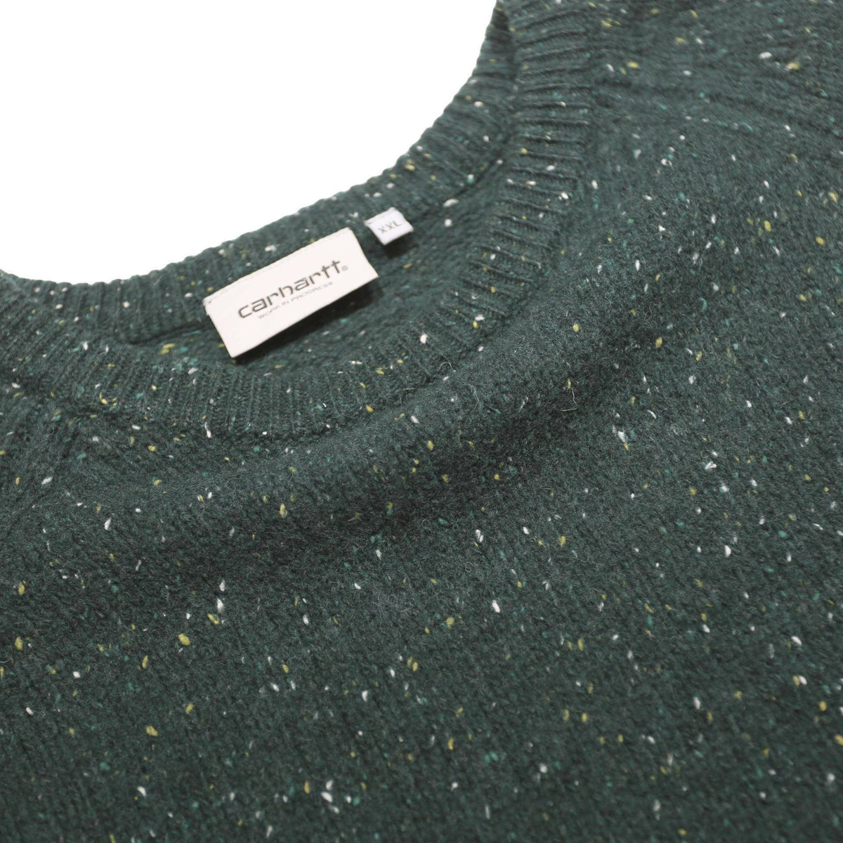 CARHARTT WIP Mens Green Plain Crew Neck Basic Knit Jumper 2XL Wool Blend