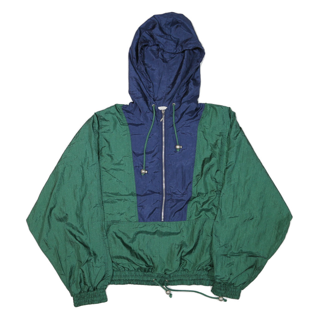 SAN FRANCISCO SPORT Mens Blue & Green Hooded Jacket L Polyester Blend Zip