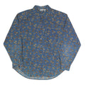 CABIN CREEK Womens Blue Floral Shirt Long Sleeve Button Neck L Cotton Blend Top