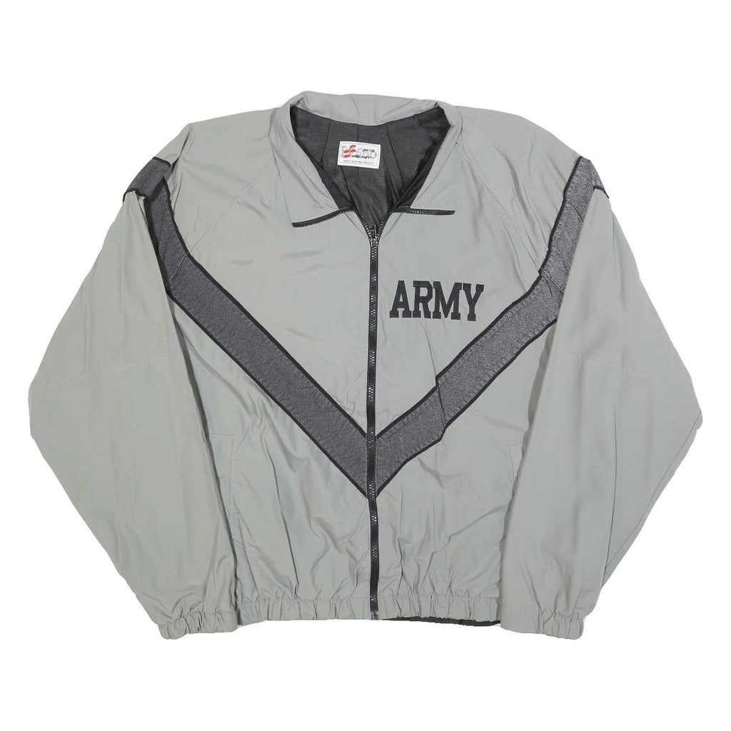 JWOD Mens Grey & Charcoal Military Style Zip Jacket L Polyester Blend Casual