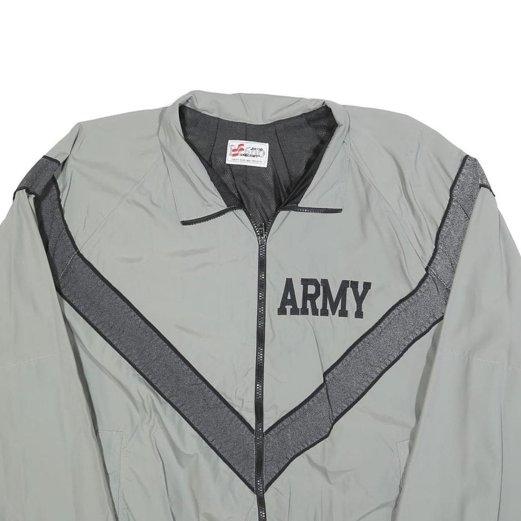 JWOD Mens Grey & Charcoal Military Style Zip Jacket L Polyester Blend Casual