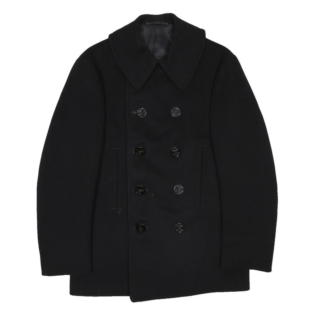 Mens 1940s US Navy Black Classic Button Wool Plain S Jacket Coat Regular Fit