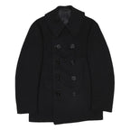 Mens 1940s US Navy Black Classic Button Wool Plain S Jacket Coat Regular Fit