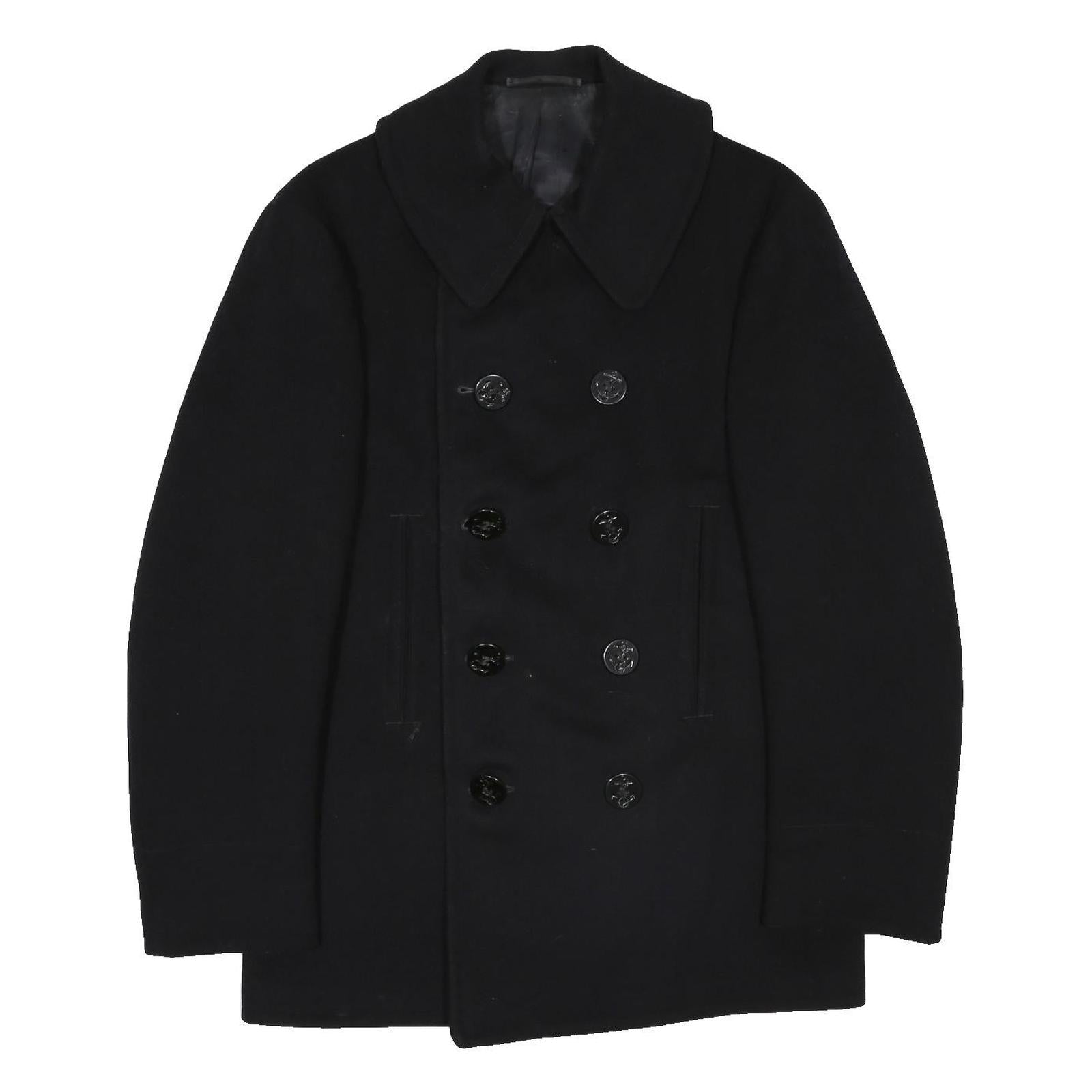 Mens 1940s US Navy Black Classic Button Wool Plain S Jacket Coat Regular Fit