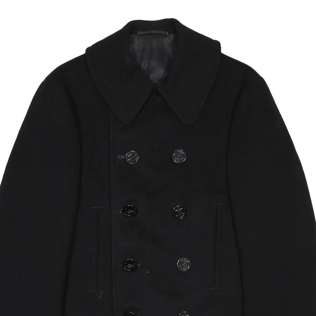 Mens 1940s US Navy Black Classic Button Wool Plain S Jacket Coat Regular Fit