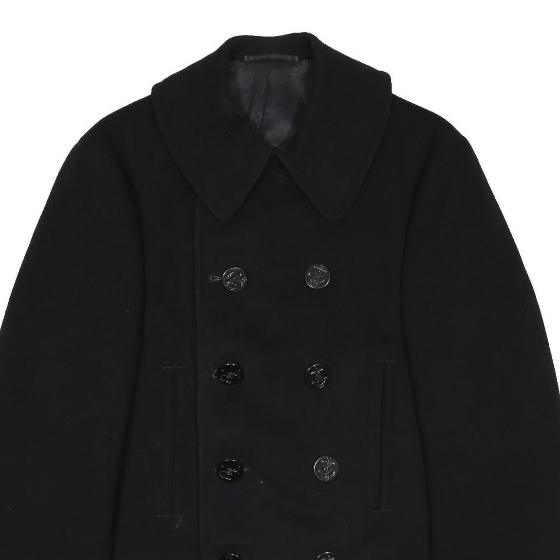 Mens 1940s US Navy Black Classic Button Wool Plain S Jacket Coat Regular Fit