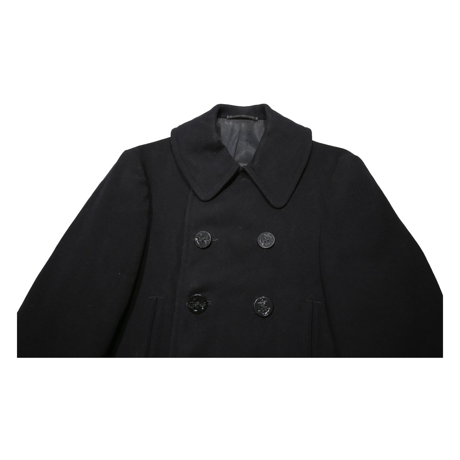 Mens 1940s US Navy Black Classic Button Wool Plain S Jacket Coat Regular Fit