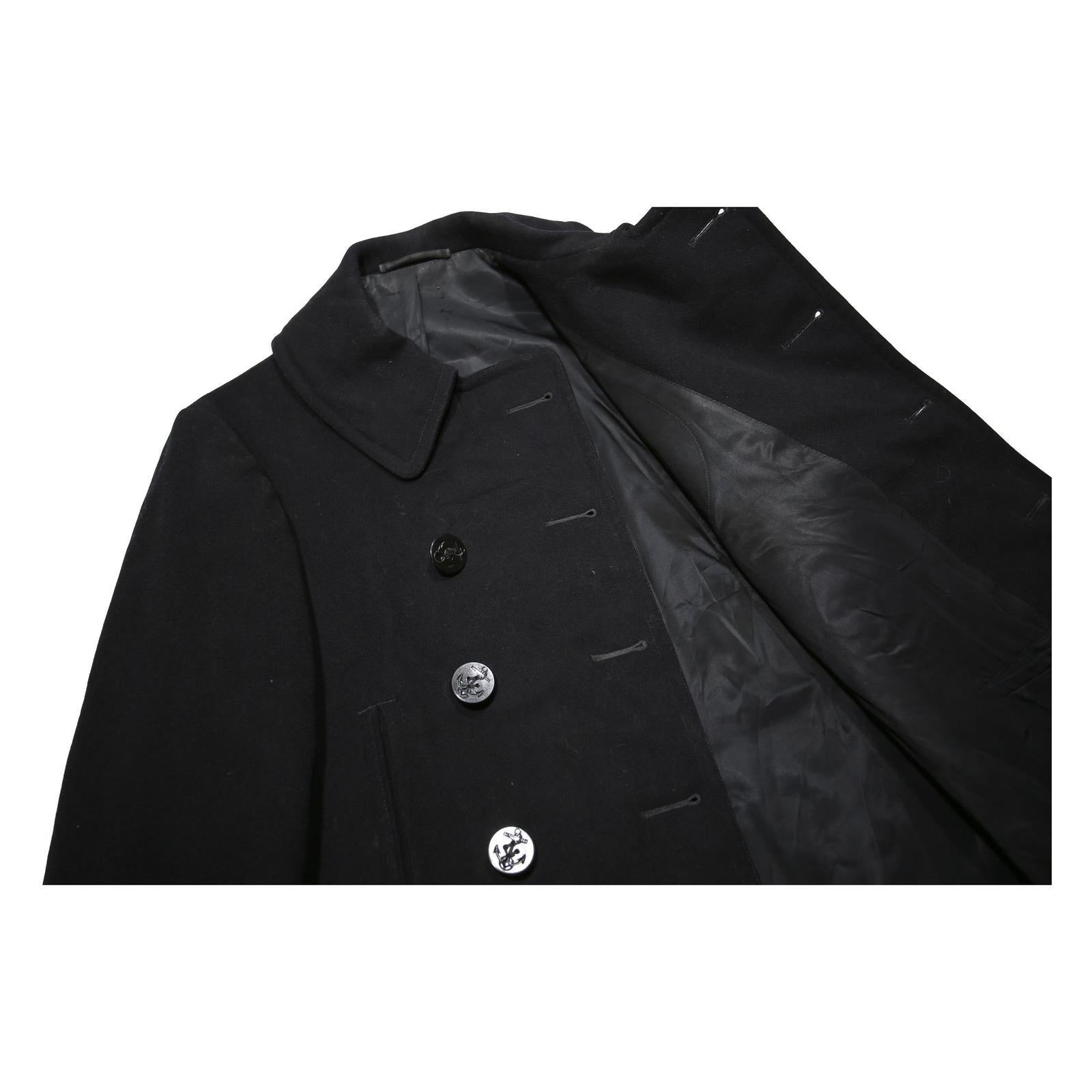Mens 1940s US Navy Black Classic Button Wool Plain S Jacket Coat Regular Fit