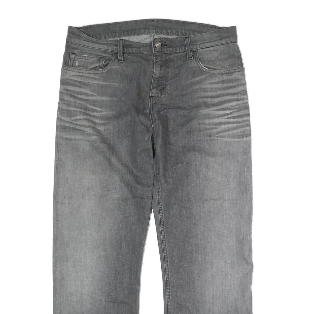 CARHARTT Mens Grey Regular Fit Straight Cotton Jeans W36 L27 Button Closure