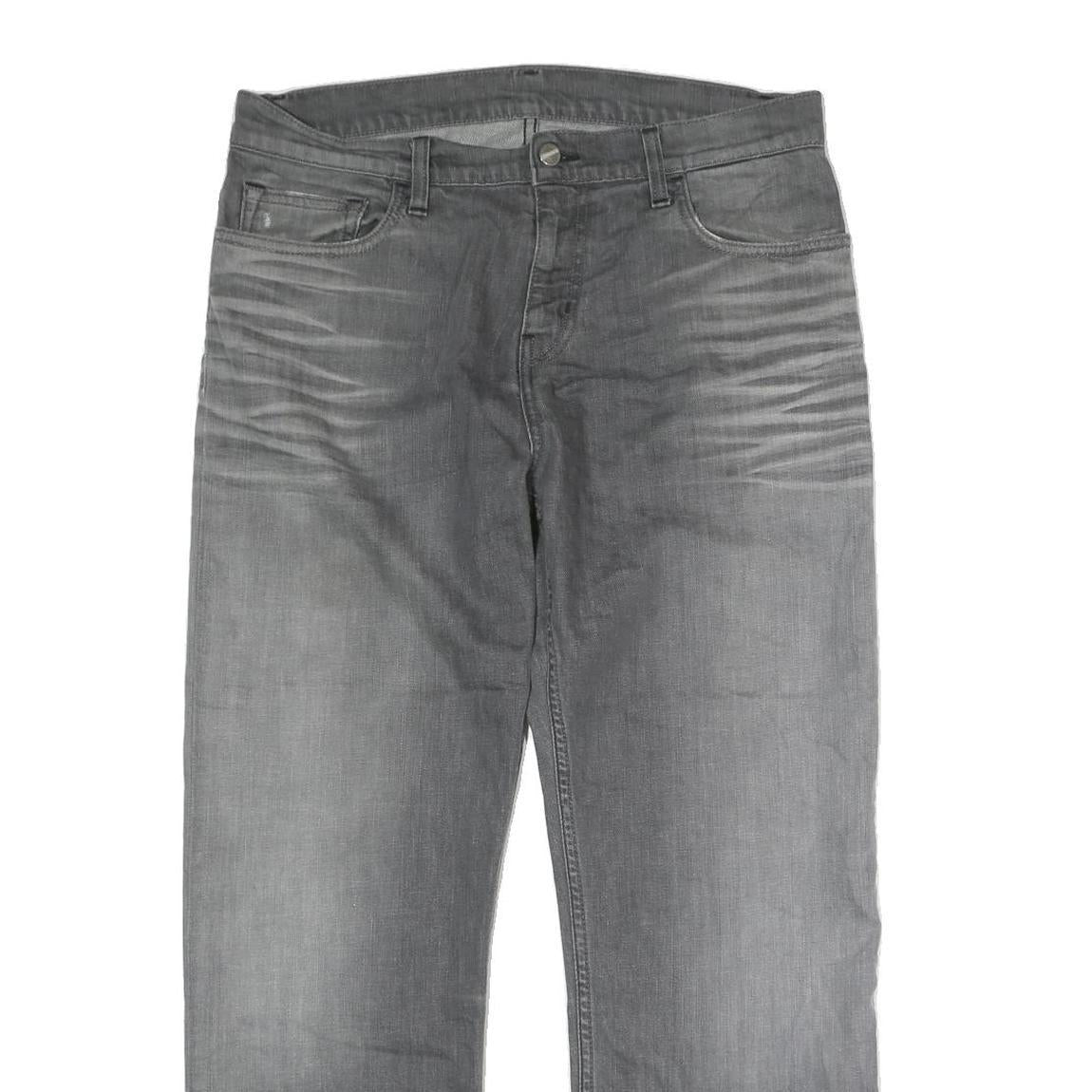 CARHARTT Mens Grey Regular Fit Straight Cotton Jeans W36 L27 Button Closure