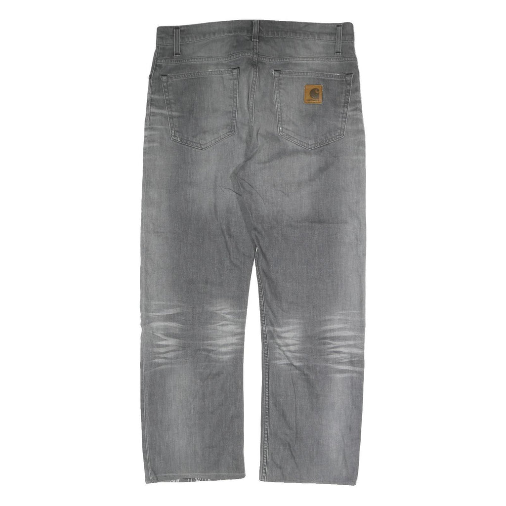 CARHARTT Mens Grey Regular Fit Straight Cotton Jeans W36 L27 Button Closure