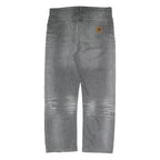 CARHARTT Mens Grey Regular Fit Straight Cotton Jeans W36 L27 Button Closure