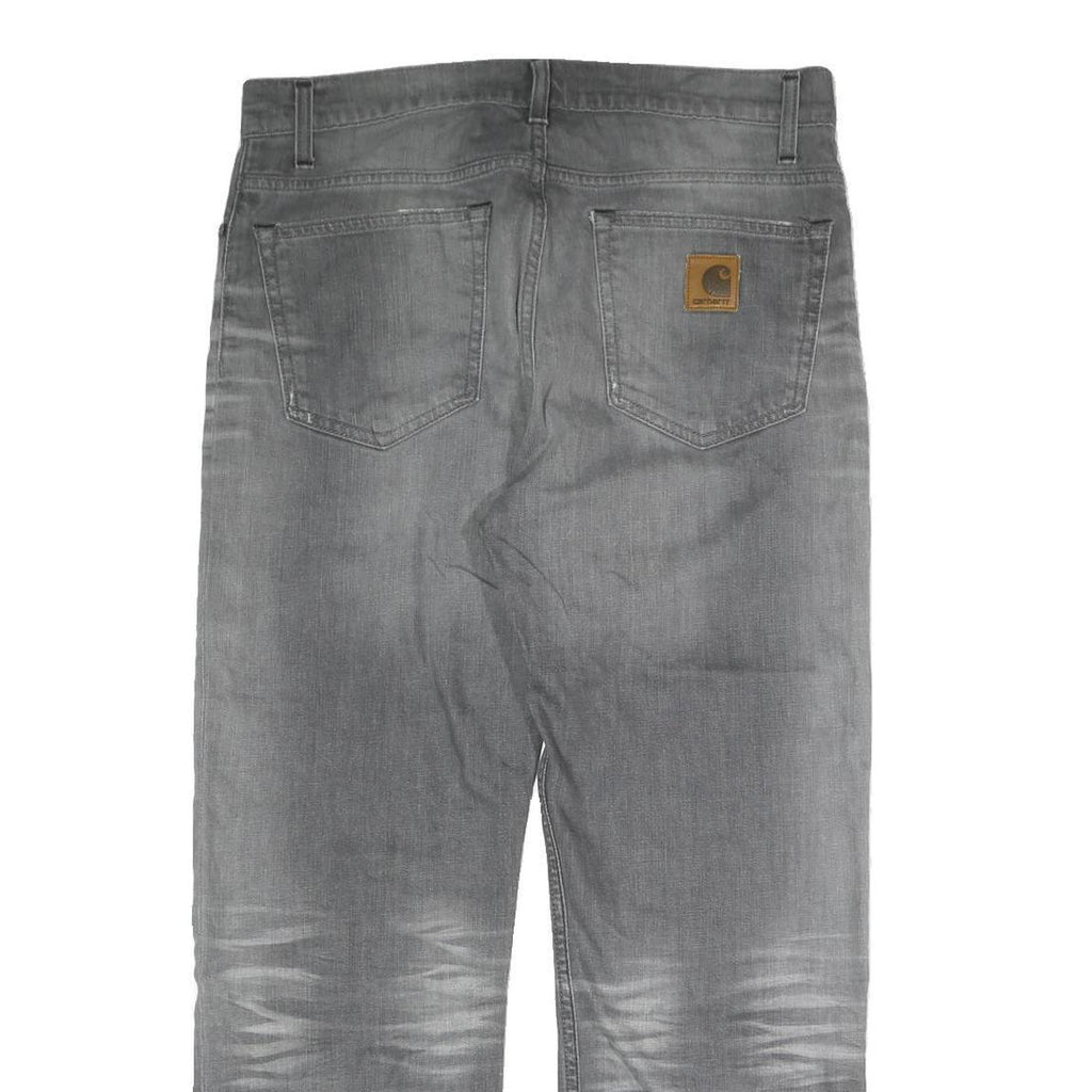 CARHARTT Mens Grey Regular Fit Straight Cotton Jeans W36 L27 Button Closure