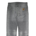 CARHARTT Mens Grey Regular Fit Straight Cotton Jeans W36 L27 Button Closure
