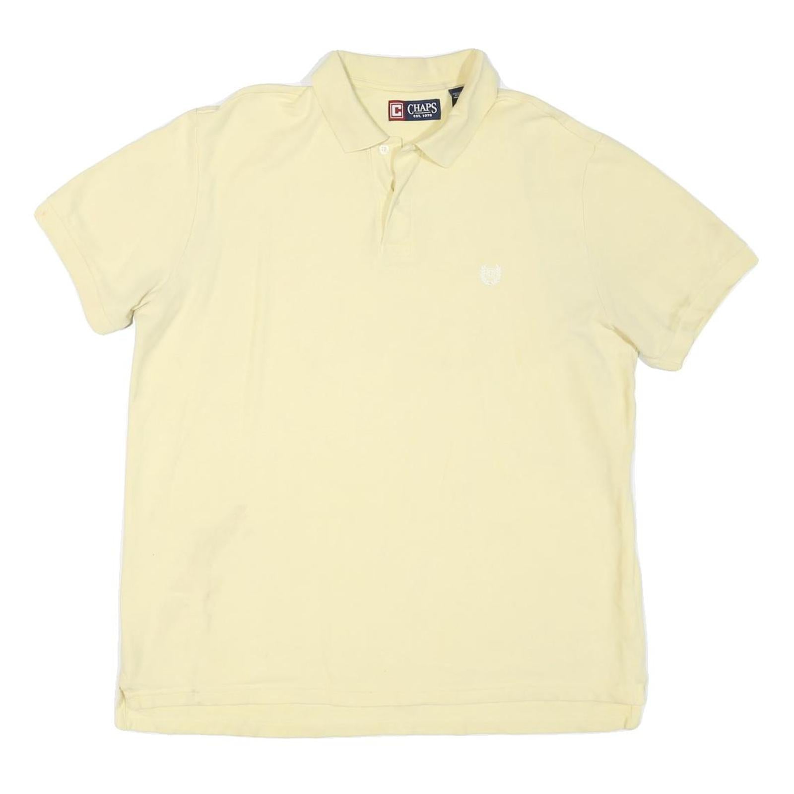 CHAPS Mens Yellow Basic Cotton Blend Short Sleeve Polo Shirt L Classic Fit