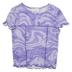 PULL&BEAR Womens Top Purple Crazy Pattern XS