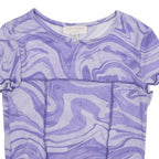 PULL&BEAR Womens Top Purple Crazy Pattern XS