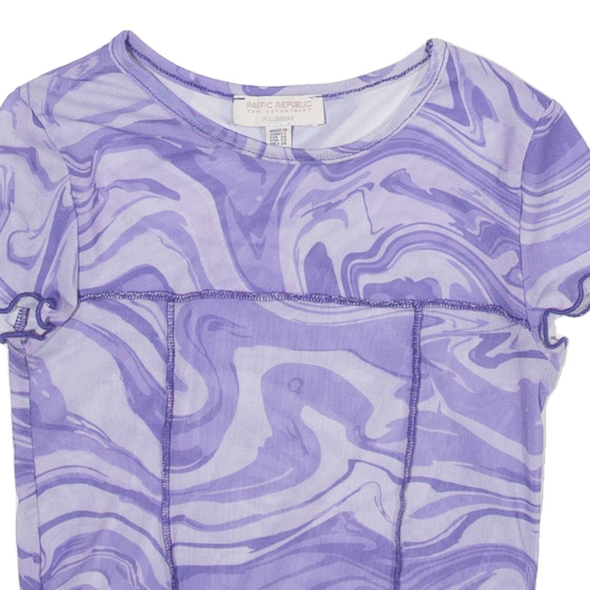 PULL&BEAR Womens Top Purple Crazy Pattern XS