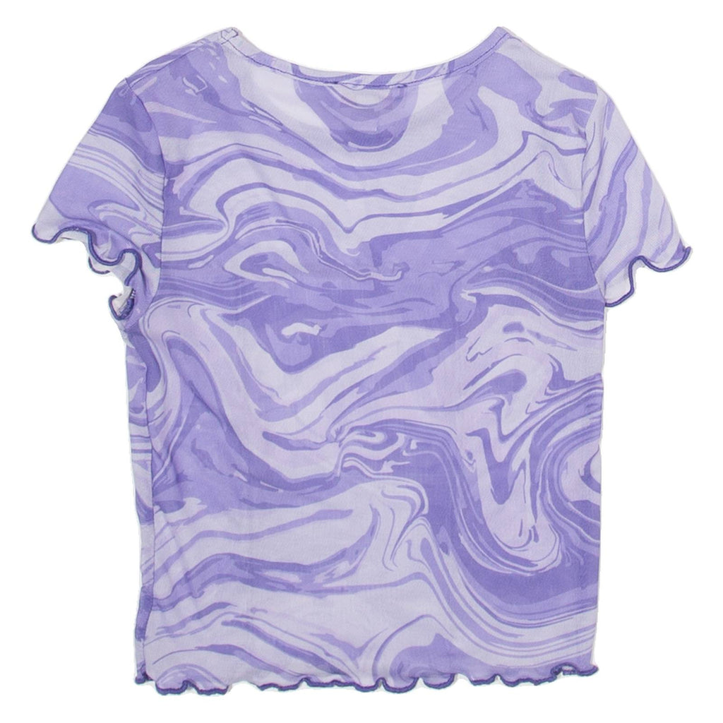 PULL&BEAR Womens Top Purple Crazy Pattern XS