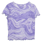 PULL&BEAR Womens Top Purple Crazy Pattern XS